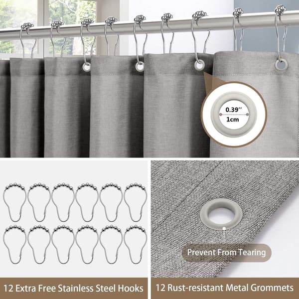 Duschdraperi i linne, med duschdraperiringar tyg badkar draperi set dark grey 1.2*1.8m