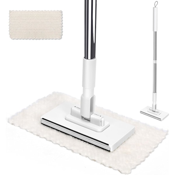 Pro 360° Mikrofibermopp | Ergonomiskt Rostfritt Stålhandtag | Platt Mikrofibermopp för Trä/Kakel/Vinylgolv |