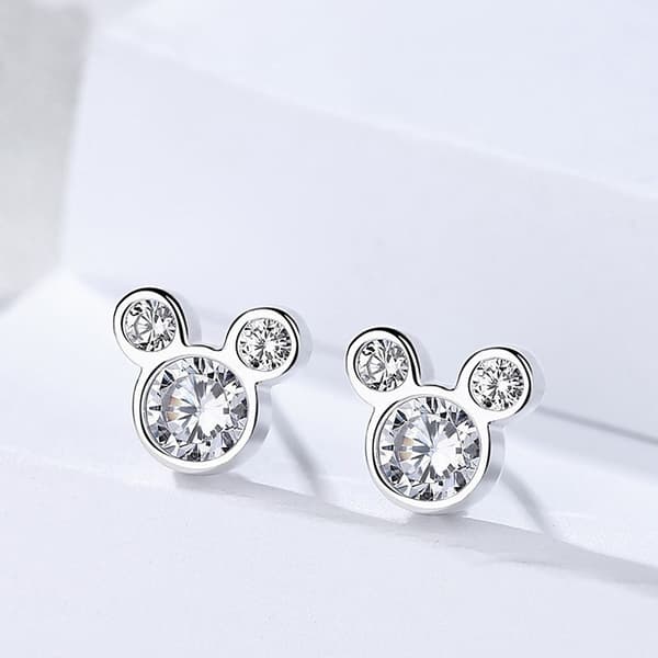 Sølv Øredobber Sterling, Søte Glitrende Museformede Øredobber Cubic Stud Sett