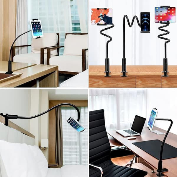 Svanehals Telefonholder, Foldbar Tablet- og Smartphoneholder - 360° Fleksibel Arm, Total Længde 75cm