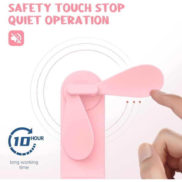 Kannettava kädessä pidettävä tuuletin, mini käsituuletin vesisuihkeella, kokoontaitettava tuuletin USB-ladattavalla akulla, taskukokoinen tuuletin 3 nopeudella Pink