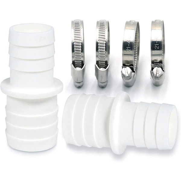 Pakke med slangekoblinger med slangeklemmer, svømmebassengslangetilpasning, dobbel slangeende (2 x 32 til 38 mm)