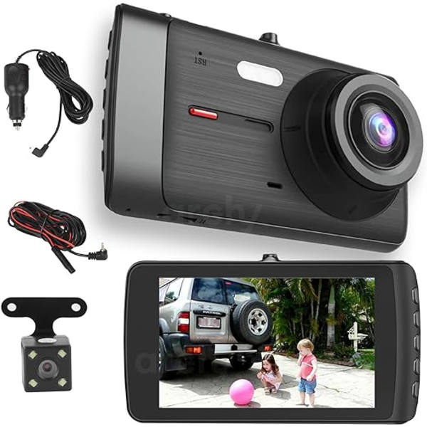 Dashcam 4\", dobbelt objektiv HD 1080P