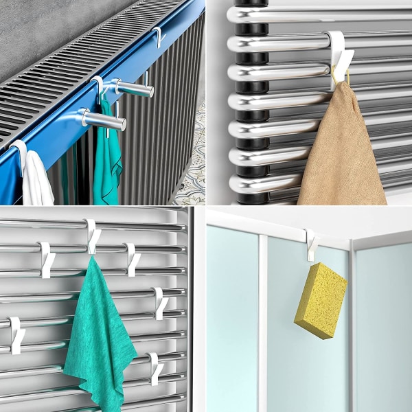 6 st handdukshängare för radiator, handdukshängare för radiator, handdukshängare, vit plast