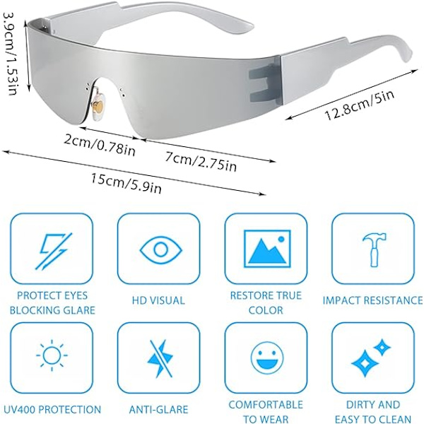 SilverSunglassesQuickGlasses:SolbrillerRavePartyBrillerKvinnerMennP