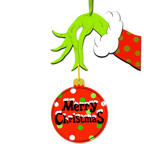 1 julegrinch håndmærke træ juledekoration akryl