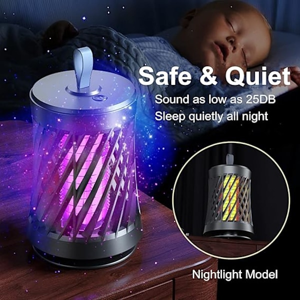 USB ladattava 2-in-1 hyttysten tappaja, hyttyslamppu UV-valolla