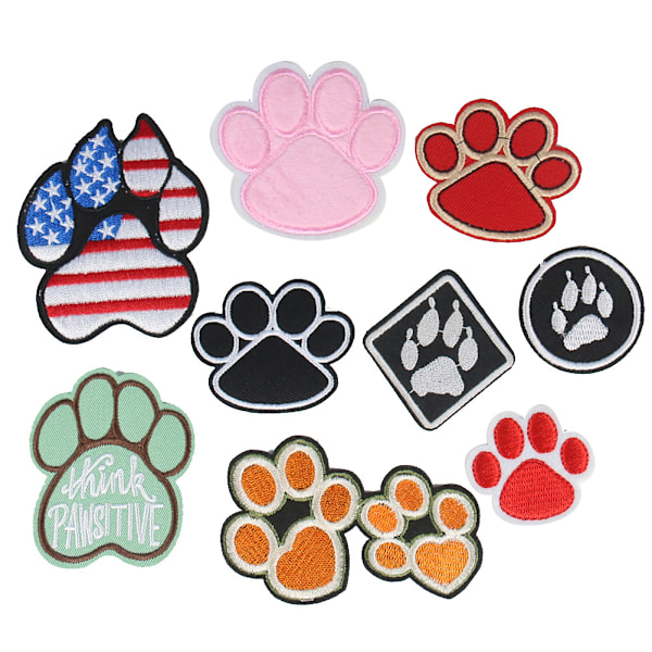 9 stk. Broderet Patch Hundepotformede Stryge-på Patch DIY