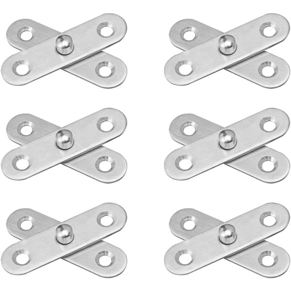 6 st Dörrgångjärn i Rostfritt Stål, 360 Graders Svängdörrsmonteringsdetaljer, 57mm x 16mm (Silver)