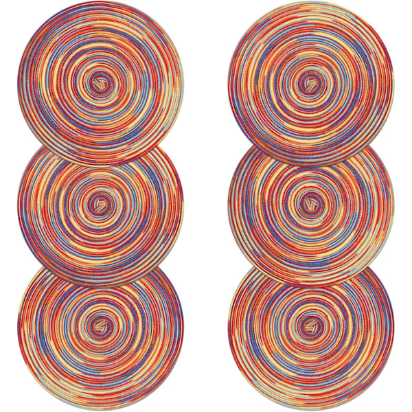 Puuvillaiset tablettiliinat 38x38cm Punottu 6 kpl Pyöreä tablettiliinasetti