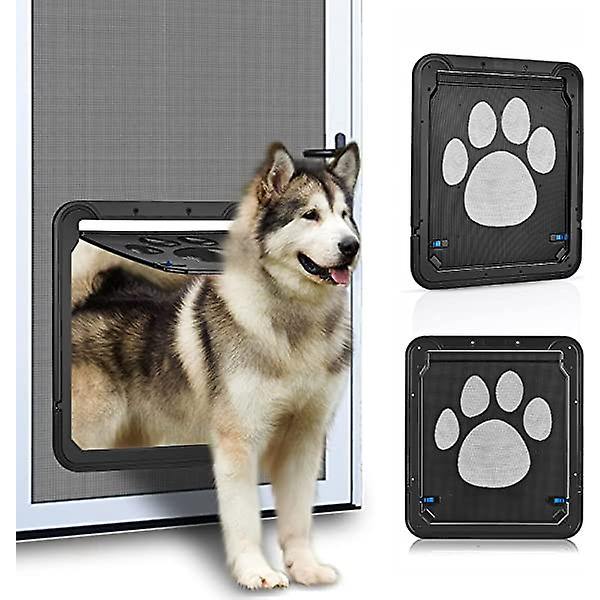 Ownpets hundedør, indvendig dørklap 24cmB*29cmH, aflåselig kæledyrsdør, magnetisk selvlukkende skærmdør med låsefunktion, robust skærm