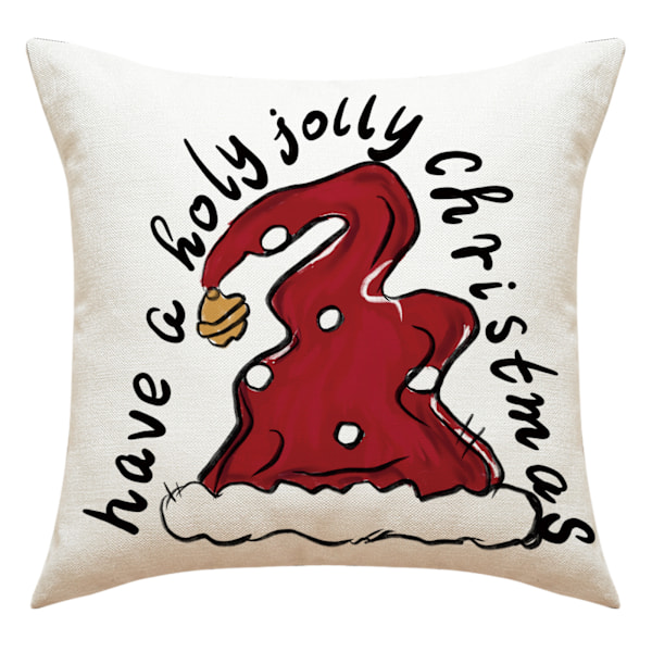 Set med 4 Julkuddfodral, Julgran, Trädgårdsdekoration, God Jul Bomull Linne Kuddfodral, 45 x 4