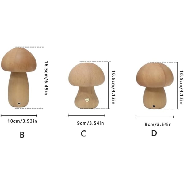 1 piece（Wood color）Mushroom Night Light,Mushroom Bedside Table