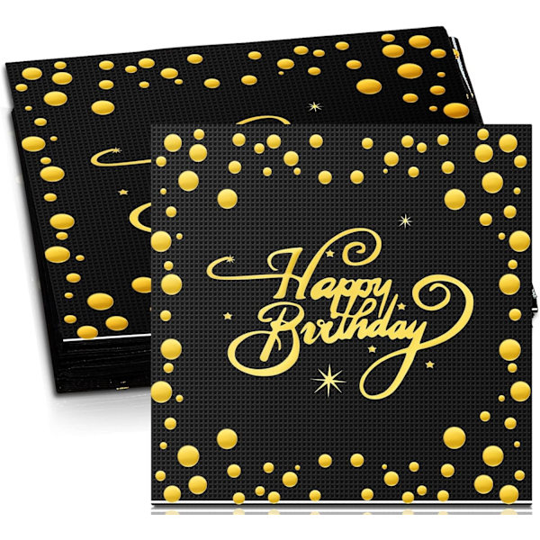 40 Sorte Happy Birthday Servietter Metal Party Servietter Glitter