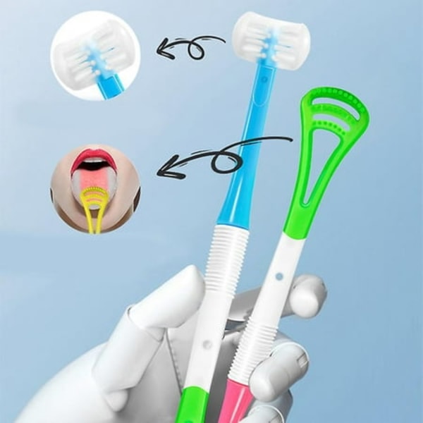 Toothbrush & Tongue Cleaner sided Tooth-hugging Toothbrush