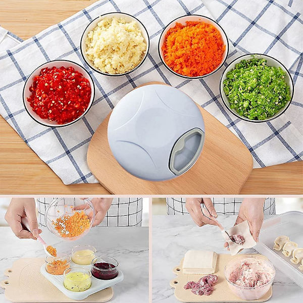 Manuell chopper, løkhakker, manuell chopper med snor, løkhakker, for mat, frukt, grønnsaker, kjøtt, urter, hvitløk, salat, med 500 ml tau
