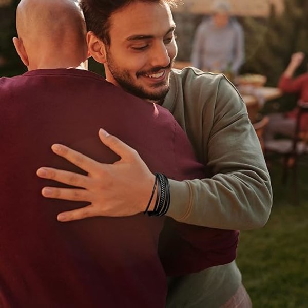 Läderarmband för män med spänne, kohud, flerskiktigt flätat läderarmband för män
