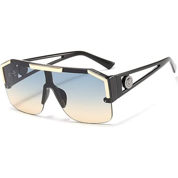 FlatTopSquareSolbrillerForMennKvinnerOnePieceShadesSemi-RimlessFram