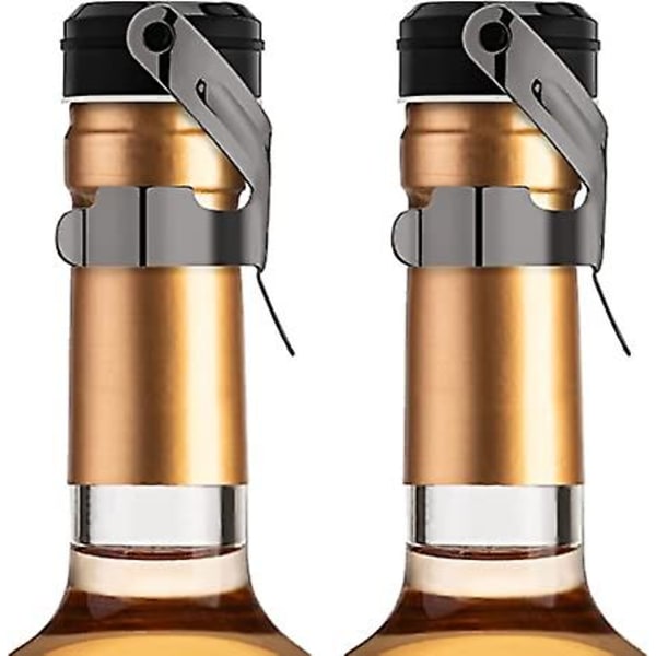 Champagne-propper i rustfrit stål, 2 stk. - Champagne-propper med silikone, der forhindrer lækage, til rødvin, champagne, cava og mousserende vin