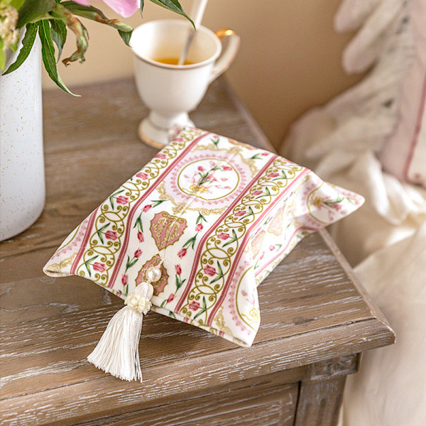 【24×18cm】Elegant enkel och lätt lyxig papperspåse klassisk rosa tulpan sammet tissue set bil tissue box (tis