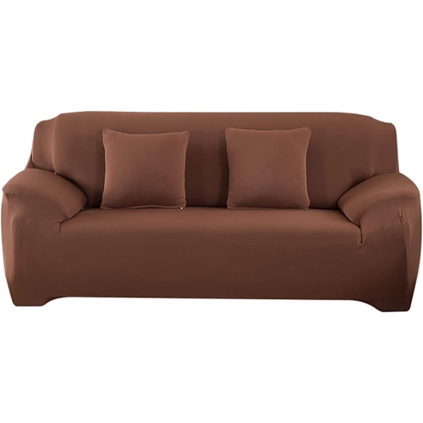 Sofföverdrag, 2-sits Sofföverdrag med Armstöd, Elastiskt Sofföverdrag, Universal, 145-185cm, Brun