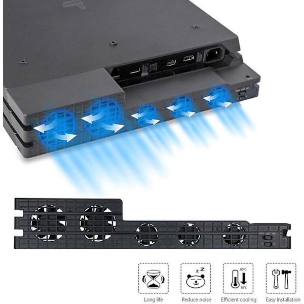 Køleventilator til PS4 PRO, USB Ekstern Køler 5 Ventilator Turbo Tempera