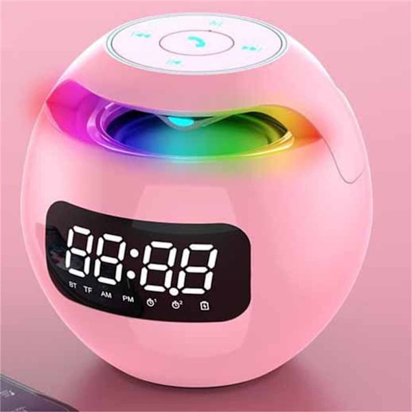 Trådlös Bluetooth-högtalare Väckarklocka Färgglad Subwoofer med LED-display FM-radio Väckarklocka Bluetooth Hifi-kort