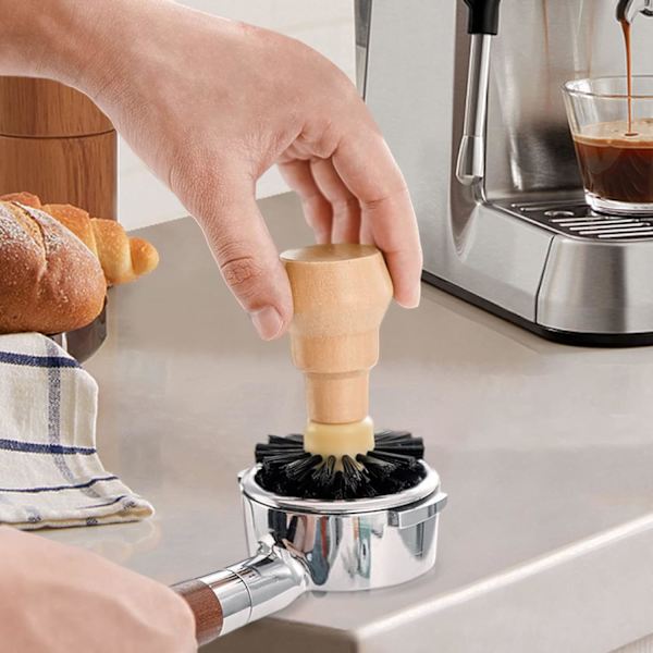 En skyddande Espresso-tampningsstavsrengöringsborste, kaffe