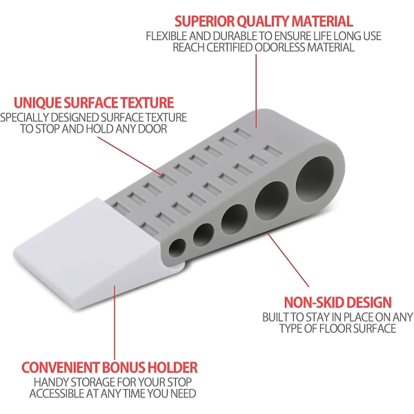 Gummistop til dør Gummistop til dør, skridsikker på alle gulvoverflader, grå