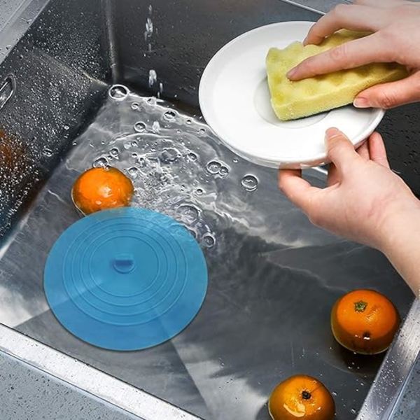 4-pack badkarspropp (vit+blå+svart+grå), universell 15 cm