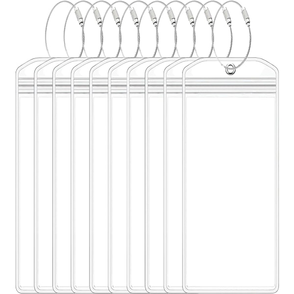 10 stk. koffertmerkelapper med glidelås og stålsløyfe