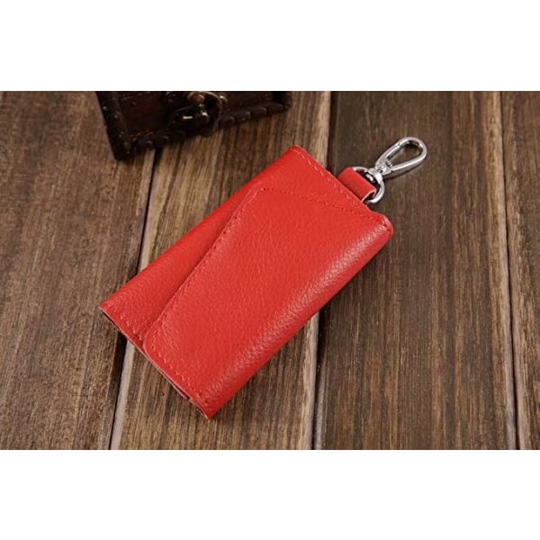 Leather Key Case Wallets Unisex Keychain Key Holder Ring with 6