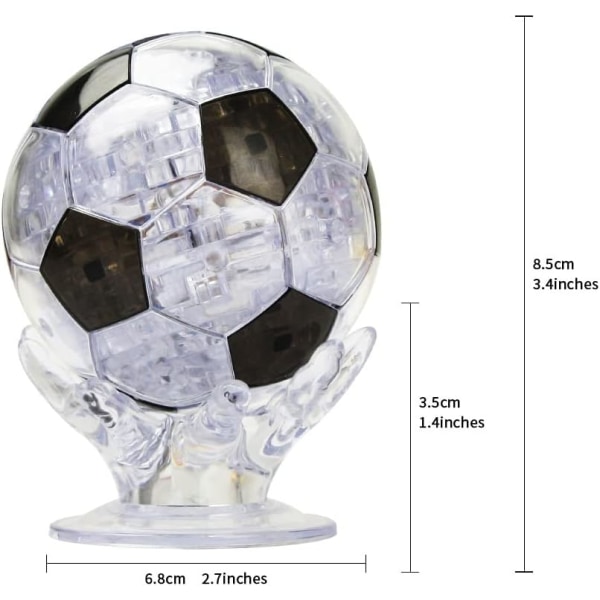 3D-kristallpussel 77 delar 3D-bollpussel Svart fotbollsleksaker, F