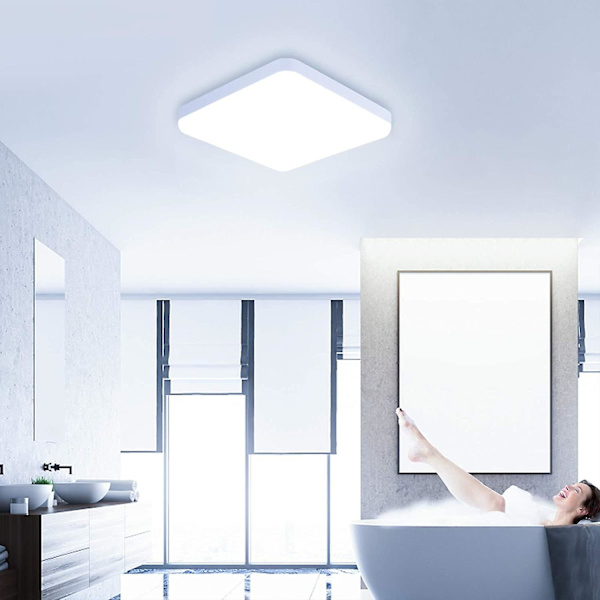 LED-taklampe 30W Vanntett IP56 2400LM Kald Hvit 6500K Enkel å Installere Taklampe for Utendørs, Bad, Kontor, Balkong, Garasje 25 * 25 * 4C