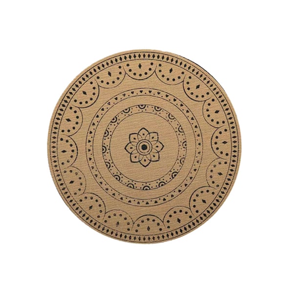 Bohemian-kuvioiset pyöreät PVC-pöytätabletit, punottu 6 kpl:n setti