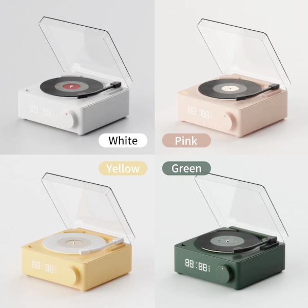 Mini Trådløs BT Musikafspiller Retro Vinyl Formet BT Højttaler Vækkeur Bærbar Højttaler Med Vækkeure til Rejsende