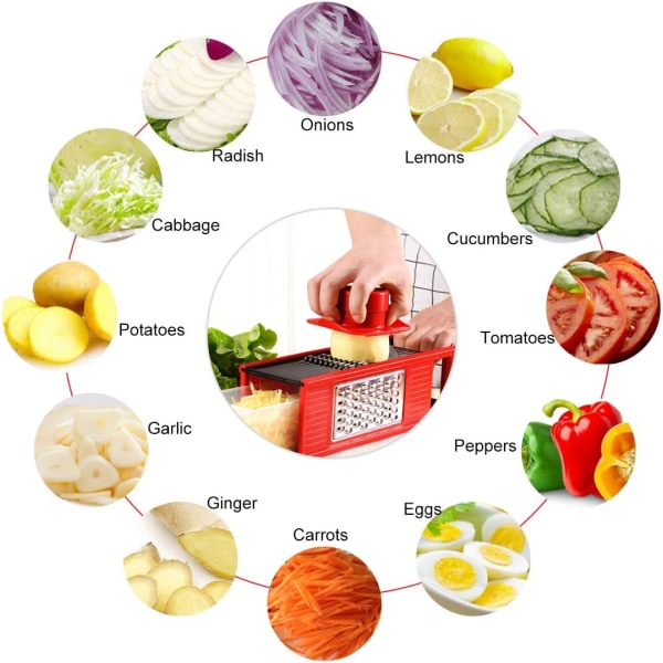 Vihannessilppuri, monipuolinen vihannesleikkuri, perunaleikkuri, hedelmäleikkuri, käsisuoja, ruoan säilytysastia - Leikkuri tomaateille, sipuleille, juustolle, kurkuille jne.