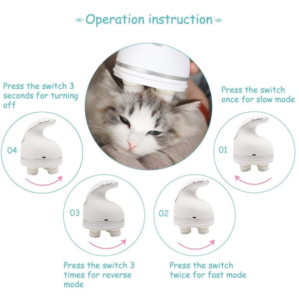 Cat Head Massager Pet Intelligent Laddning Massager USB 3D Head
