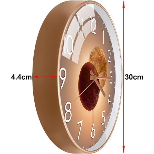 30 cm Tyst Väggklocka för Vardagsrum (Venus Svart), Modern Köksdesign Väggklocka, Quartz Hängande Väggklocka 30 cm