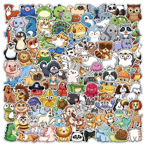 100Pcs Cute Animal Stickers,Vinyl Waterproof Stickers for Laptop,Bumper,Skateboard,Water Bottles,Computer,Phone, Cute Animal Stickers for Kids Teens (