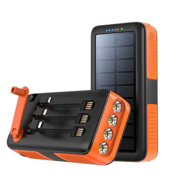 Solar Power Bank 30000mAh, solcellelader 【Type C og Micro USB