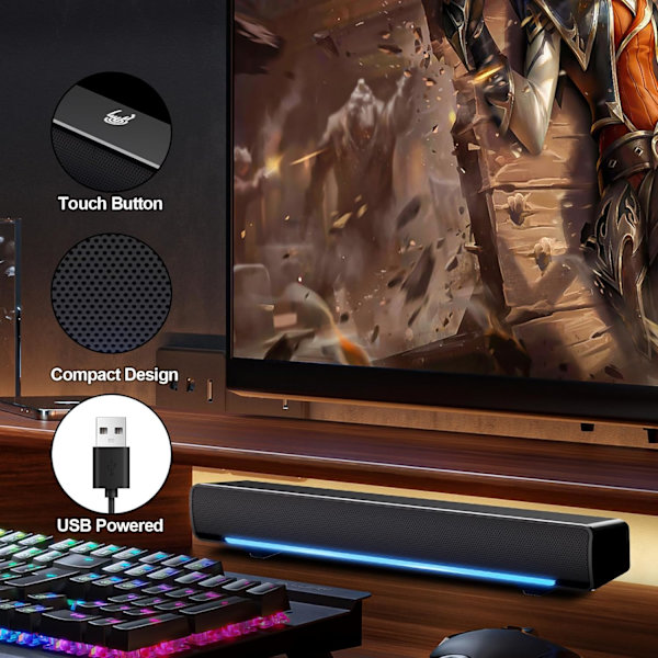 Dator PC Bluetooth Soundbar-högtalare Trådlös USB-driven Laptop