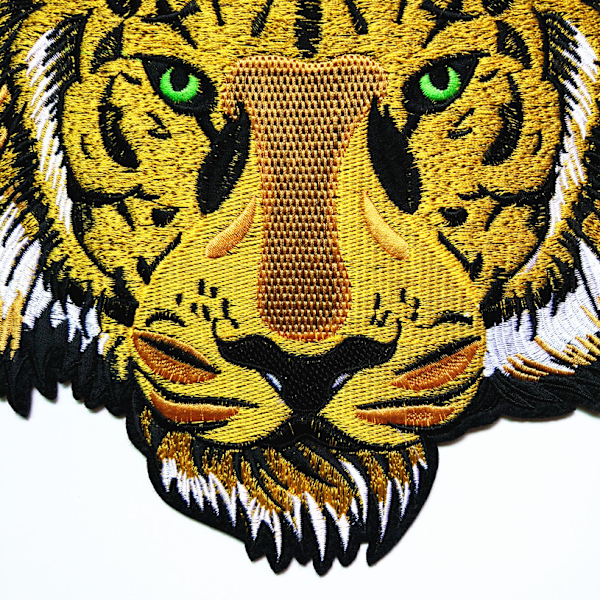 2 stk. Tigerhoved stofmærker, 25,5 cm Tiger strygemærker