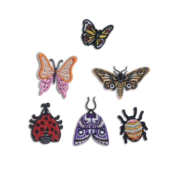 13 påstrygningsbroderimærker med have sommerfugl design til