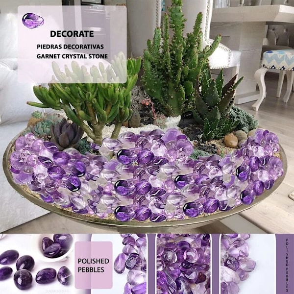 Grus, Akvariegrus, Kaktusgrus 500g (Lilla), Dekorativ Grusplante, Naturlig Akvariesten, Dekorativ P