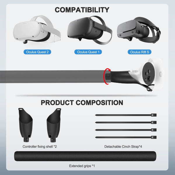 1 stk Passer for Oculus Quest 1/2 (flåter) kontrollere for å spille