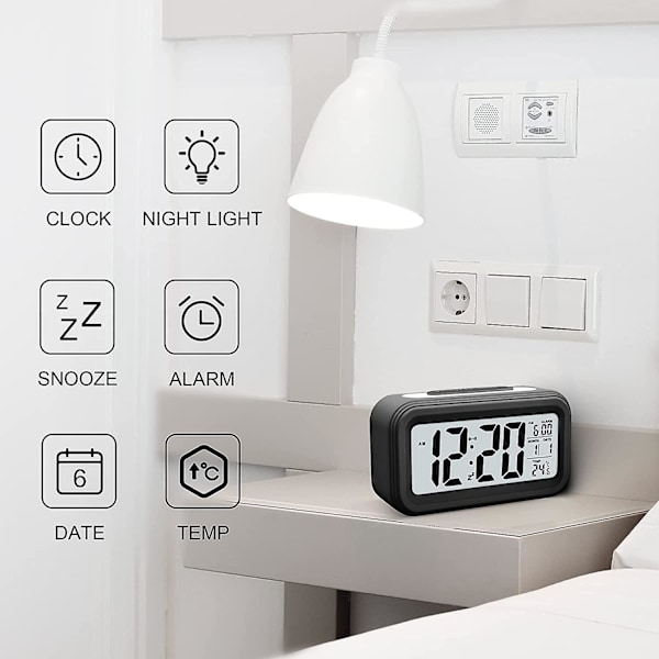 Digital väckarklocka, LED-ljus väckarklocka, batteridriven tyst väckarklocka med stora siffror för barn flickor pojkar tonåringar vuxna, väckarklocka
