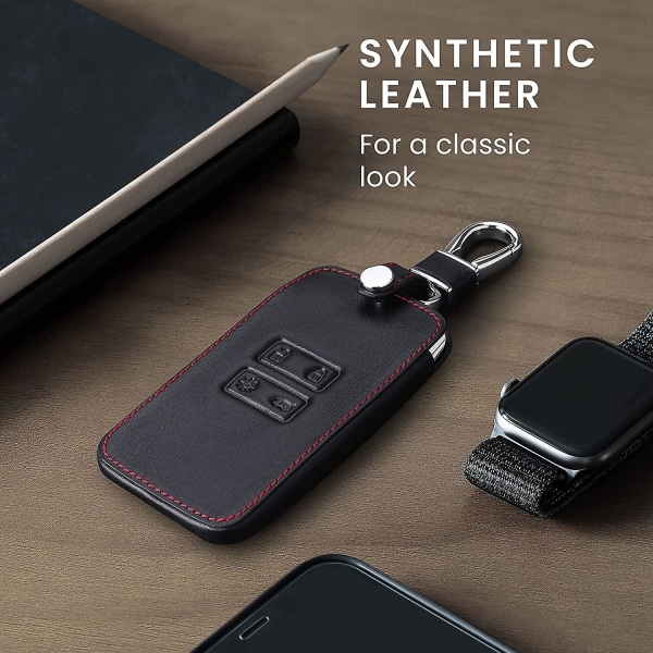 Bilnyckelskydd kompatibel med Renault 4-knappars smart key (endast Keyless Go)  Bilnyckelskydd i PU-läder  Rör inte