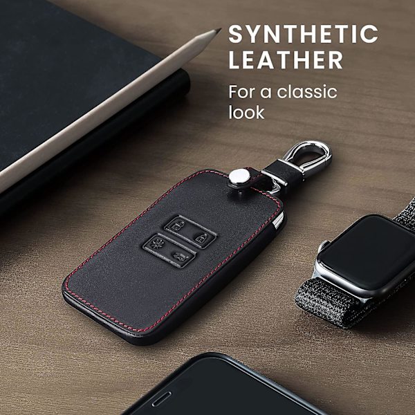 Bilnyckelskydd kompatibel med Renault 4-knappars smart key (endast Keyless Go)  PU-läder bilnyckelskydd  Rör inte