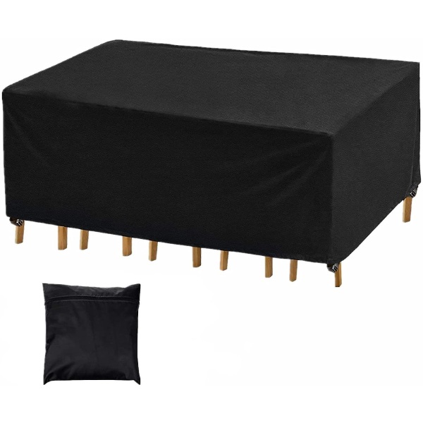 126*126*74cm, Black Patio Table Cover - Waterproof Outdoor Dining Table and Chairs Furniture Set Cover Square